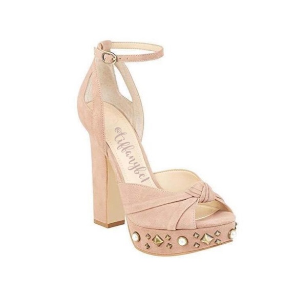 Guess Shoes - GUESS Kenzie Studded Platform Sandals Blush Suede